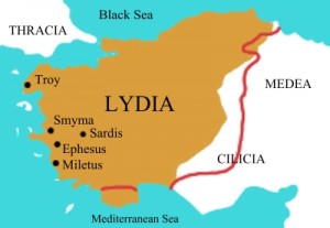 Mapa de Lidia en la antigüedad